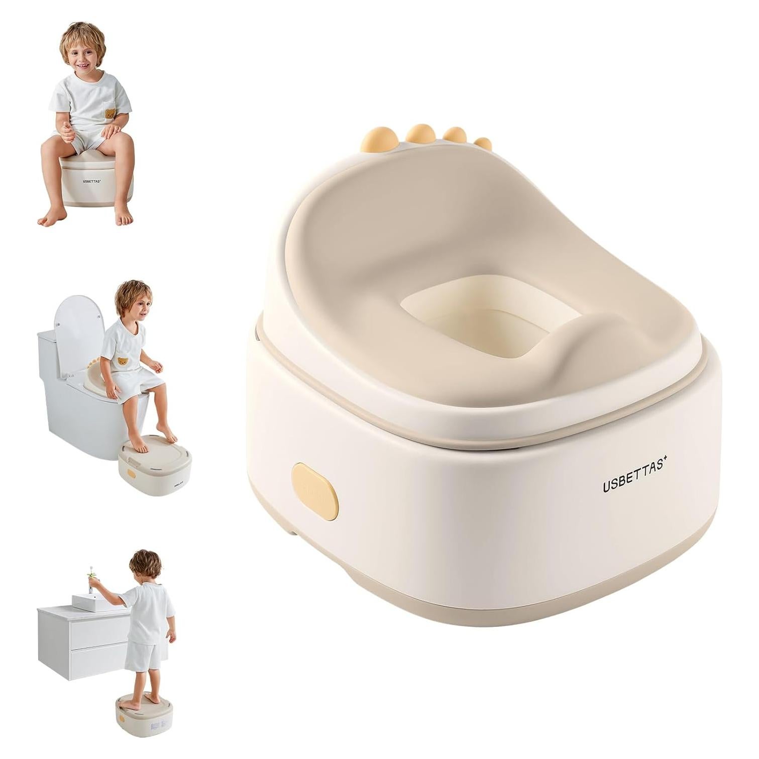 Entrenador de Baño 3 en 1 Dinosaurio TPE Beige - Asiento y Escalera