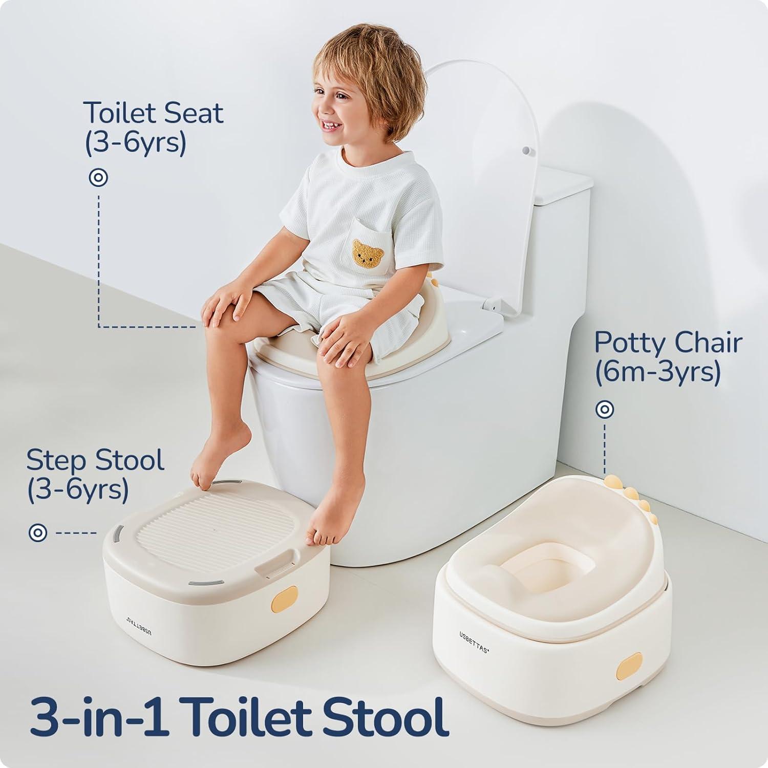 Entrenador de Baño 3 en 1 Dinosaurio TPE Beige - Asiento y Escalera