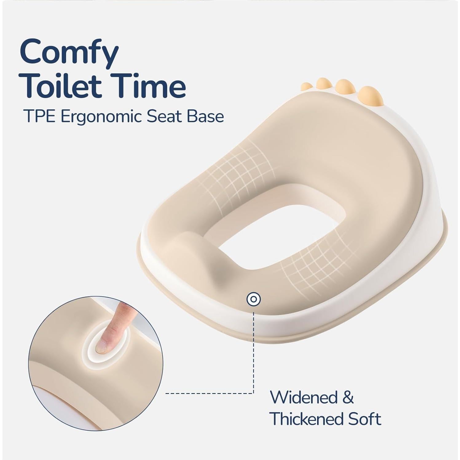 Entrenador de Baño 3 en 1 Dinosaurio TPE Beige - Asiento y Escalera