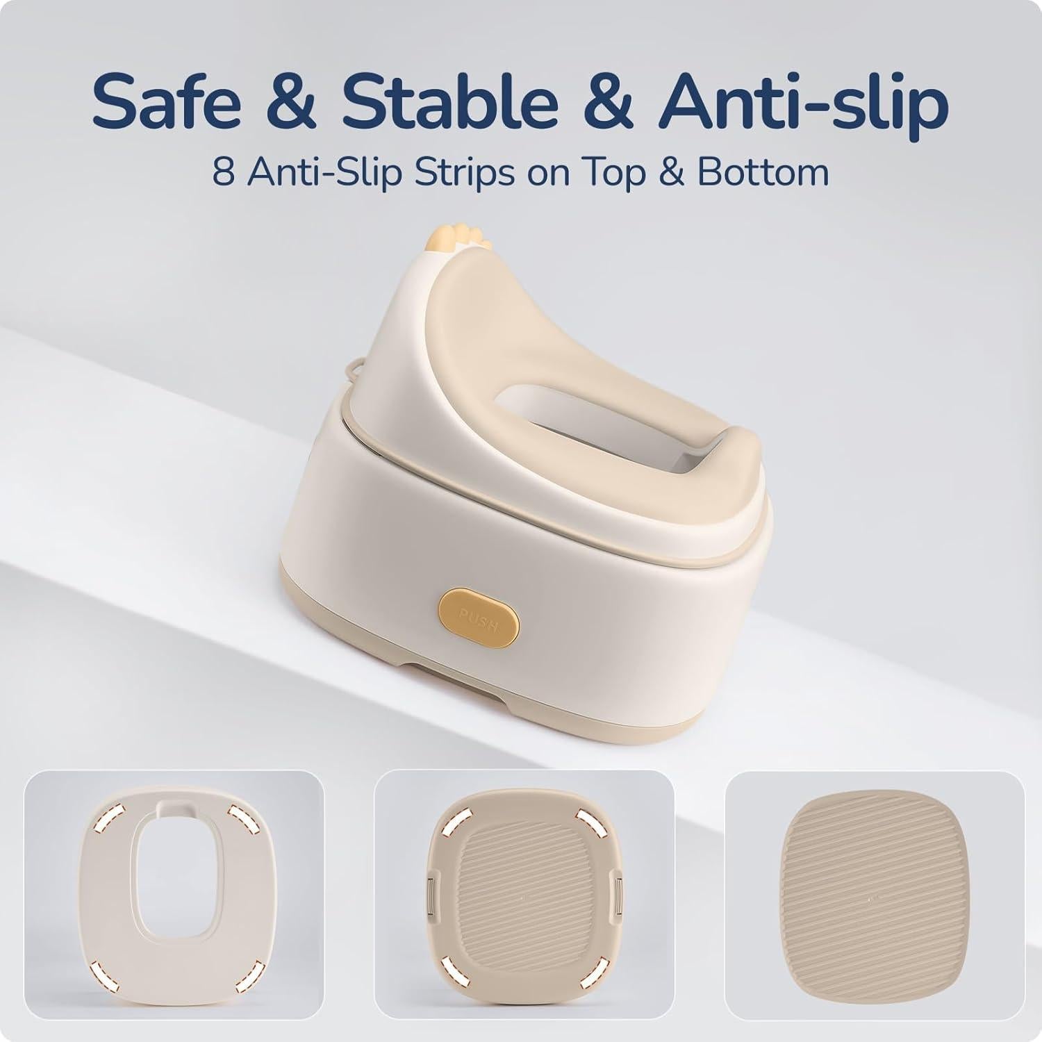 Entrenador de Baño 3 en 1 Dinosaurio TPE Beige - Asiento y Escalera