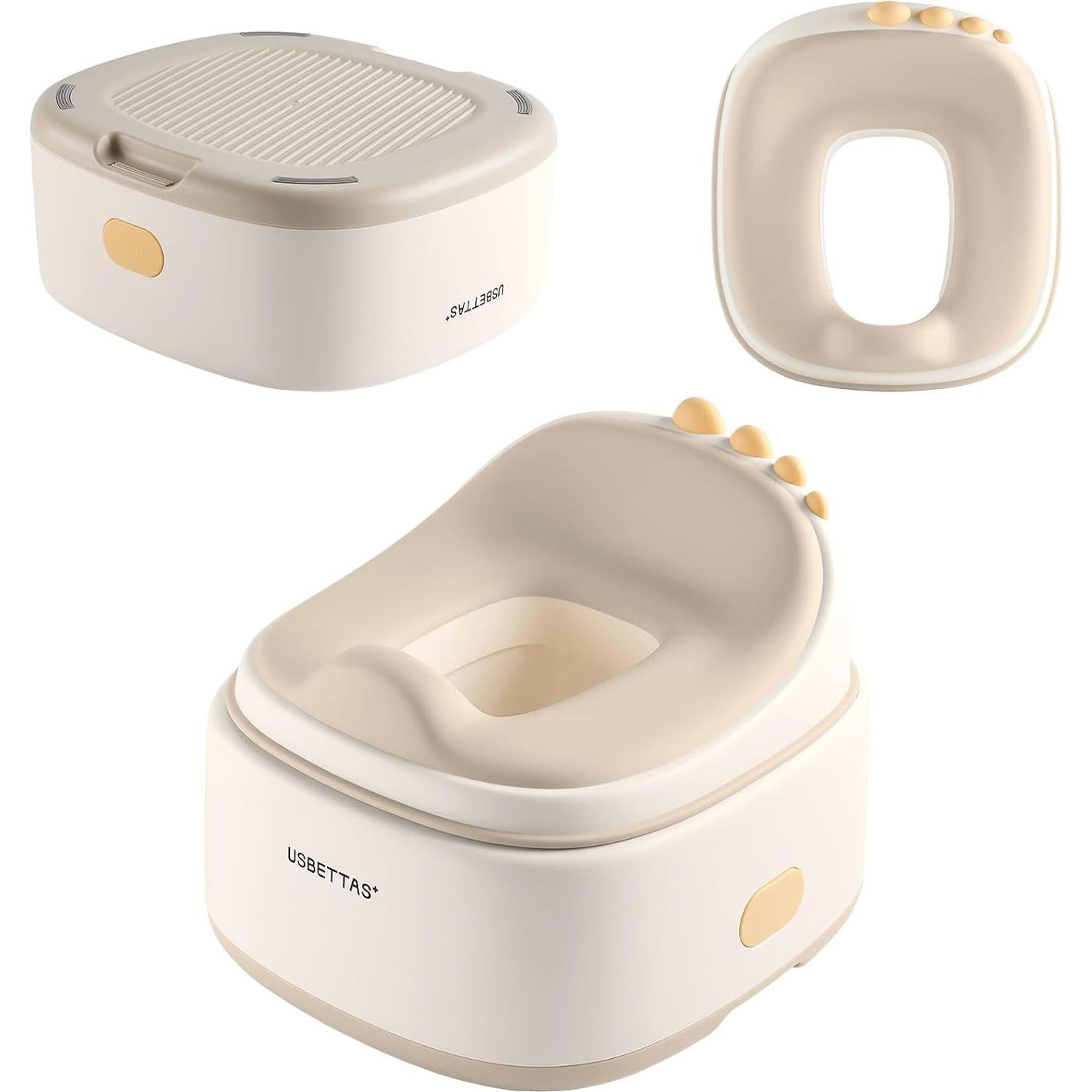 Entrenador de Baño 3 en 1 Dinosaurio TPE Beige - Asiento y Escalera