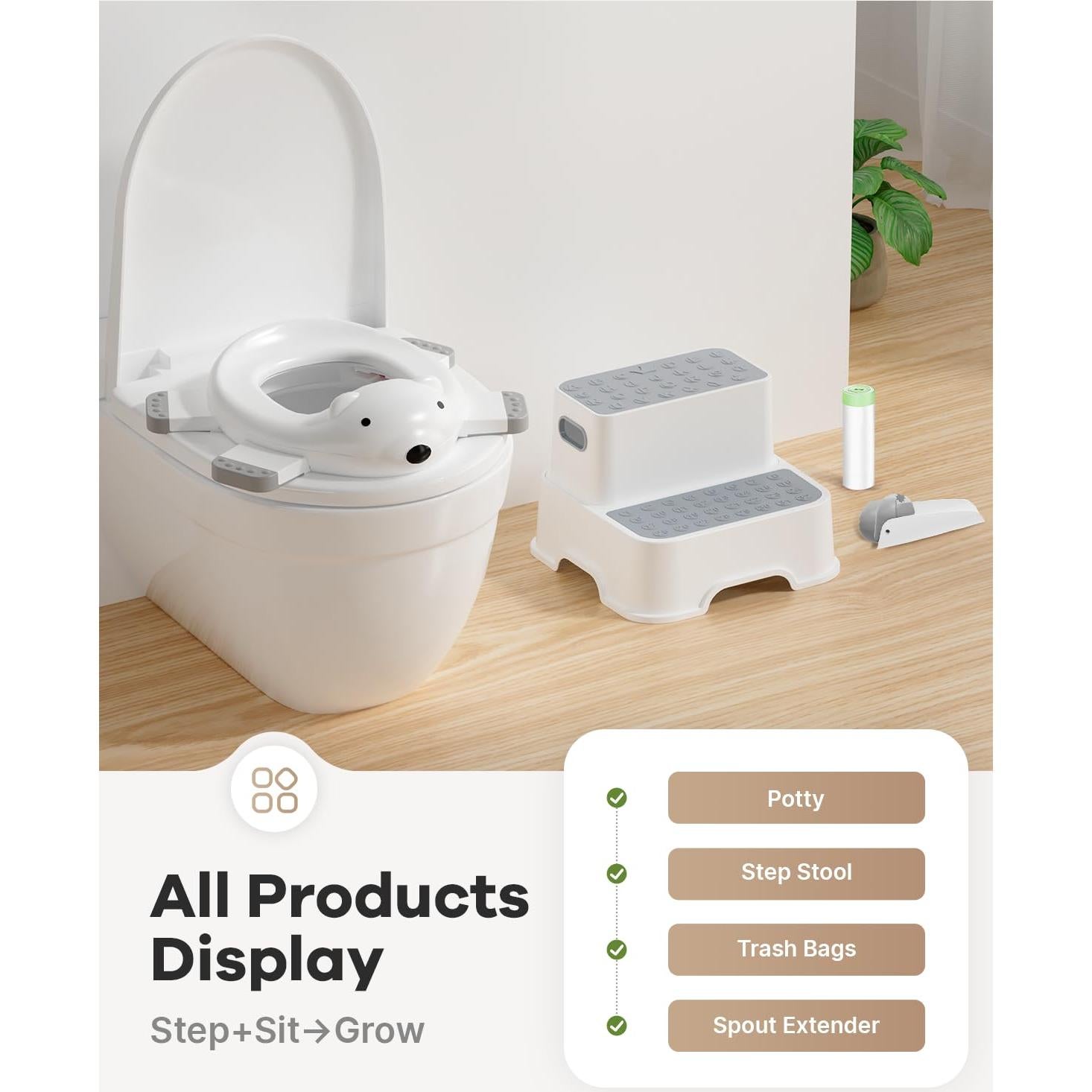 Asiento de Baño 3 en 1 Bunwag con Escalón y Bolsas