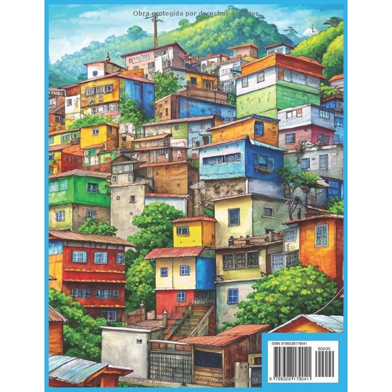 Libros de Colorear para Adultos Favelas: 100 páginas con ilustraciones de casas para pintar | Tapa Blanda | Tamaño 21,57x27,94 cm (Libros de Colorear Relajantes) (Spanish Edition)