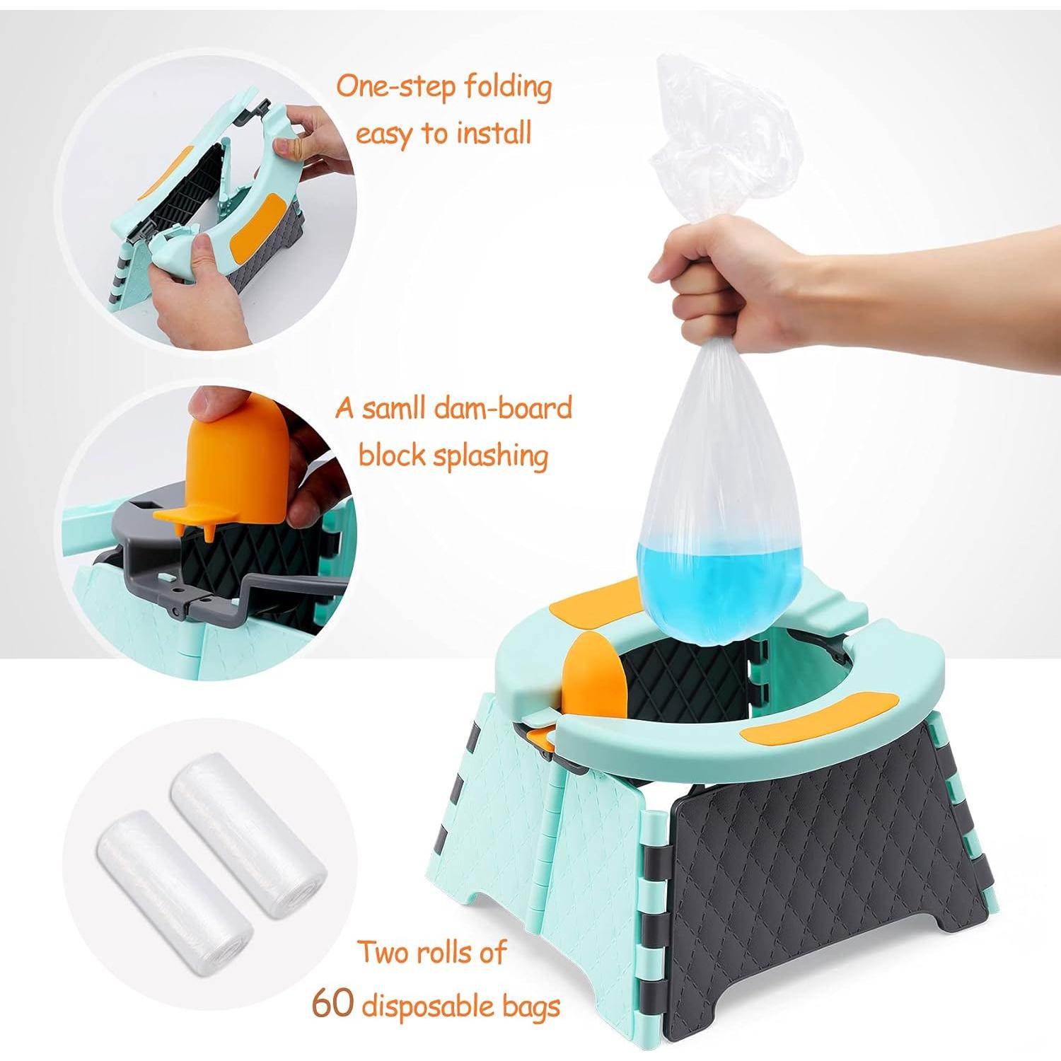 Inodoro Portátil para Bebés YUNHECAM Plegable con 60 Bolsas