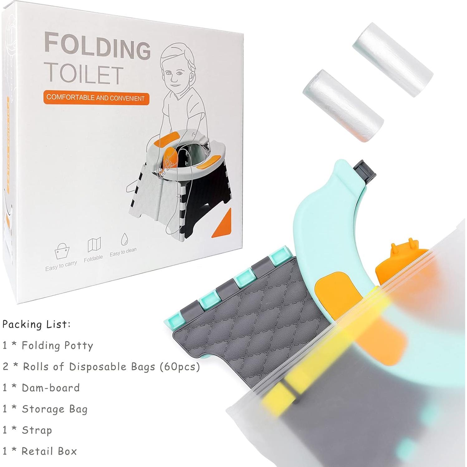 Inodoro Portátil para Bebés YUNHECAM Plegable con 60 Bolsas