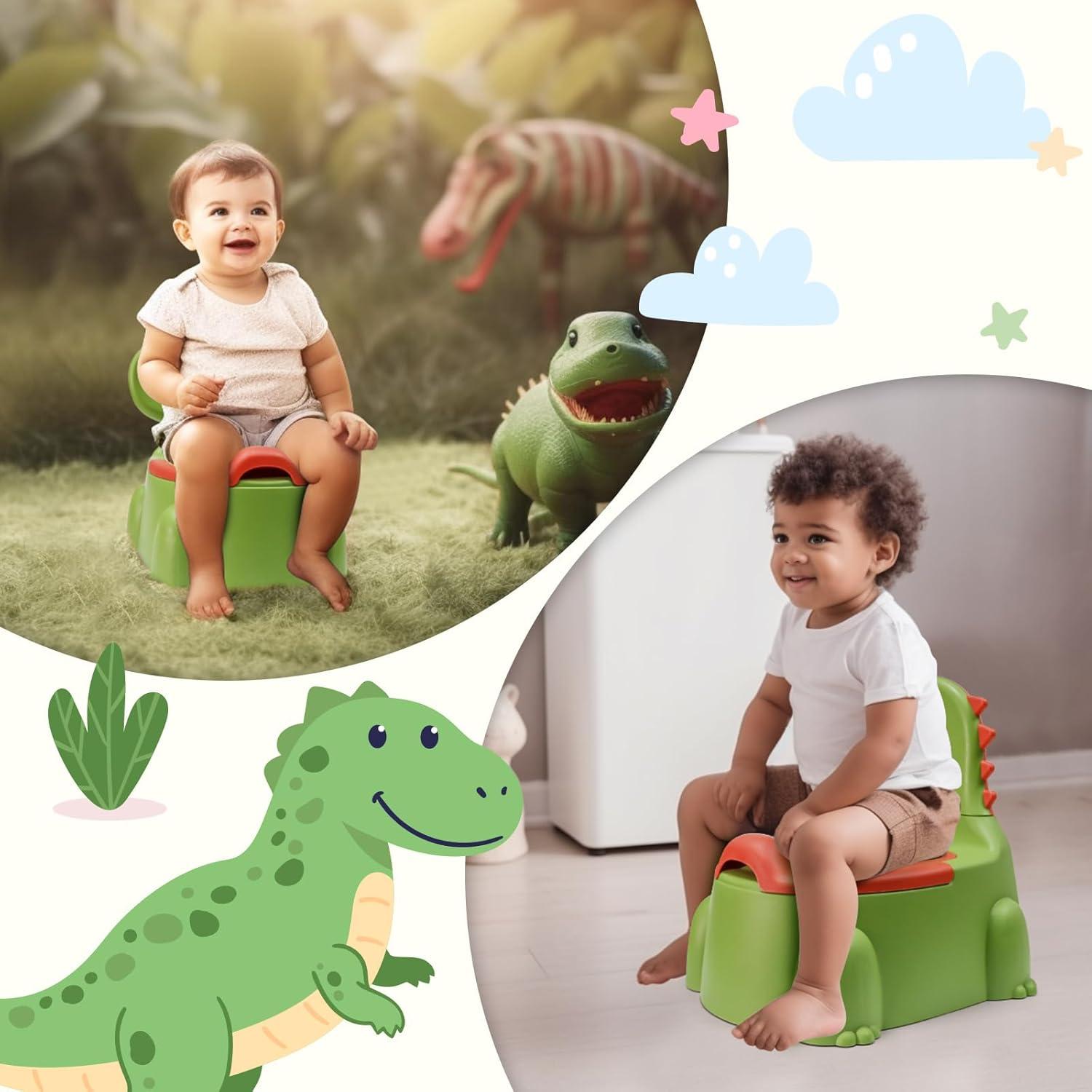 Silla de Entrenamiento para el Baño Unseki Dinosaurio Verde