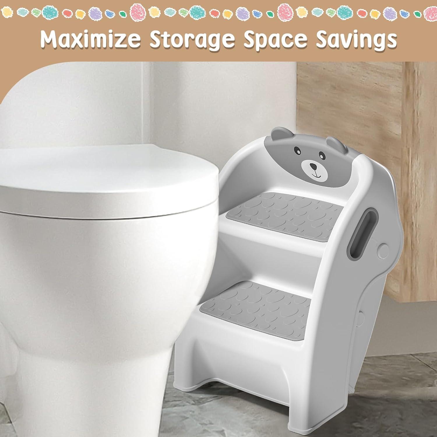 Taburete Plegable TPN para Niños 2 Escalones Antideslizante Gris