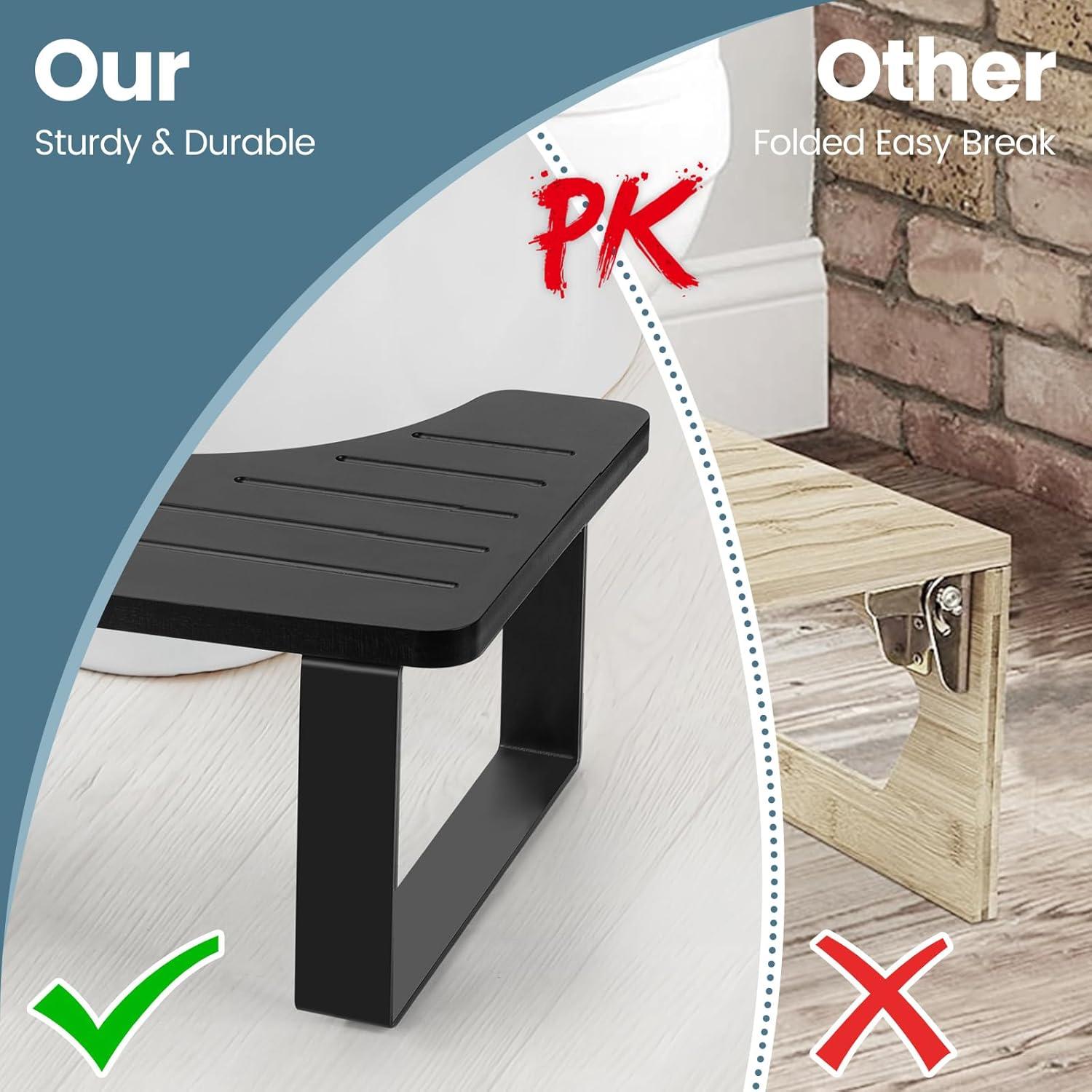 Taburete de Inodoro JOPSTDI de Bambú Antideslizante Negro