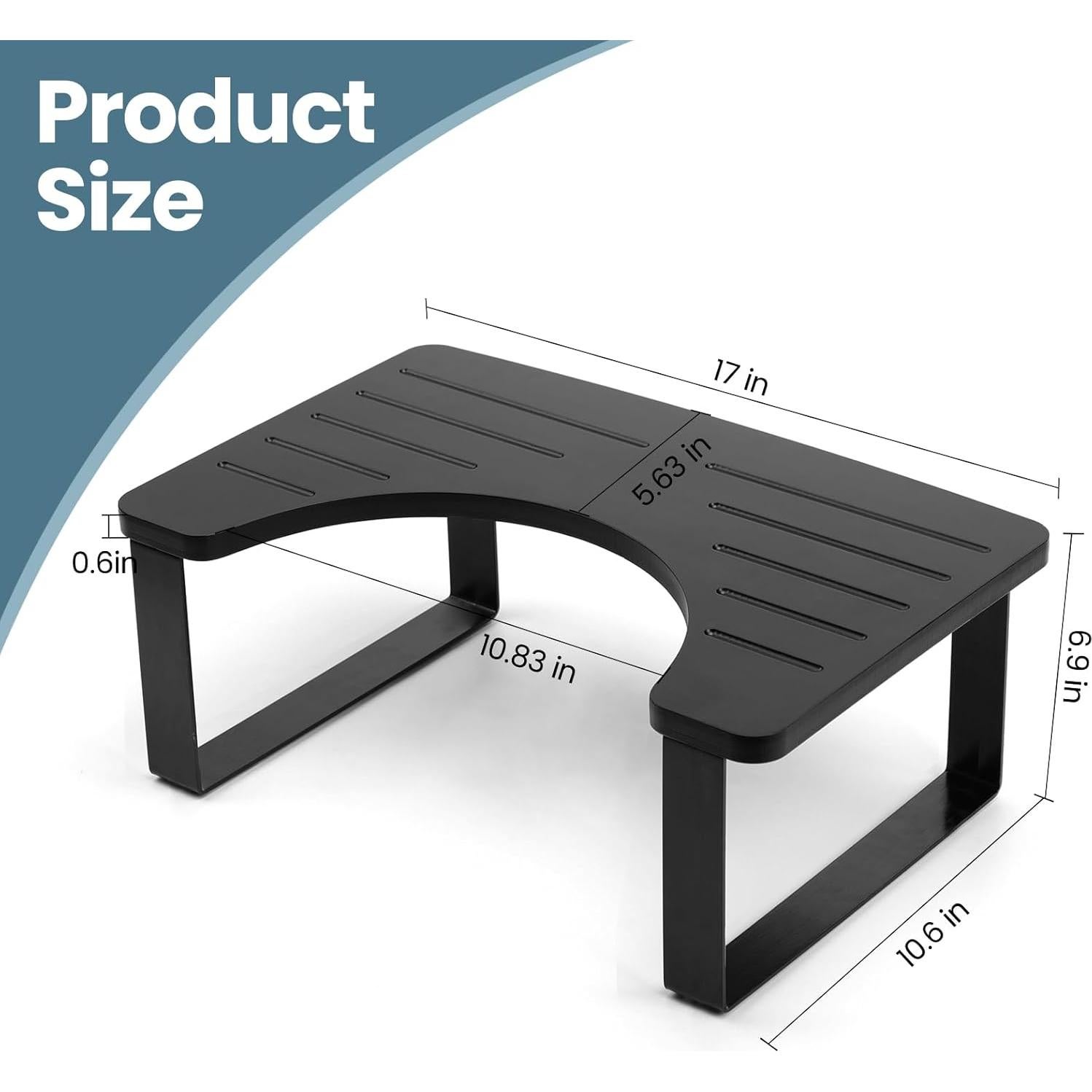 Taburete de Inodoro JOPSTDI de Bambú Antideslizante Negro