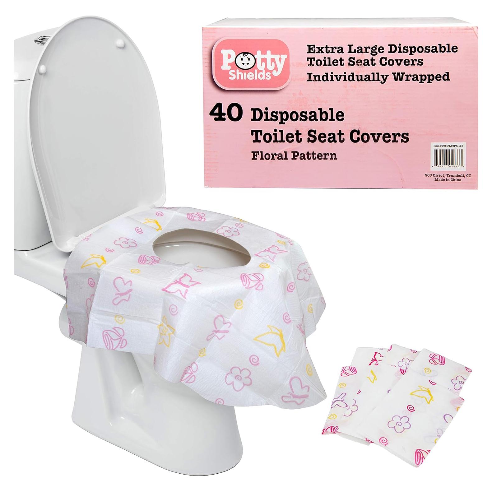 Cubiertas de Inodoro Desechables XL Floral - Paquete de 40