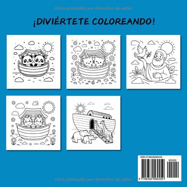 El arca de Noé libro de colorear para niños y adultos con frases bíblicas (Spanish Edition)
