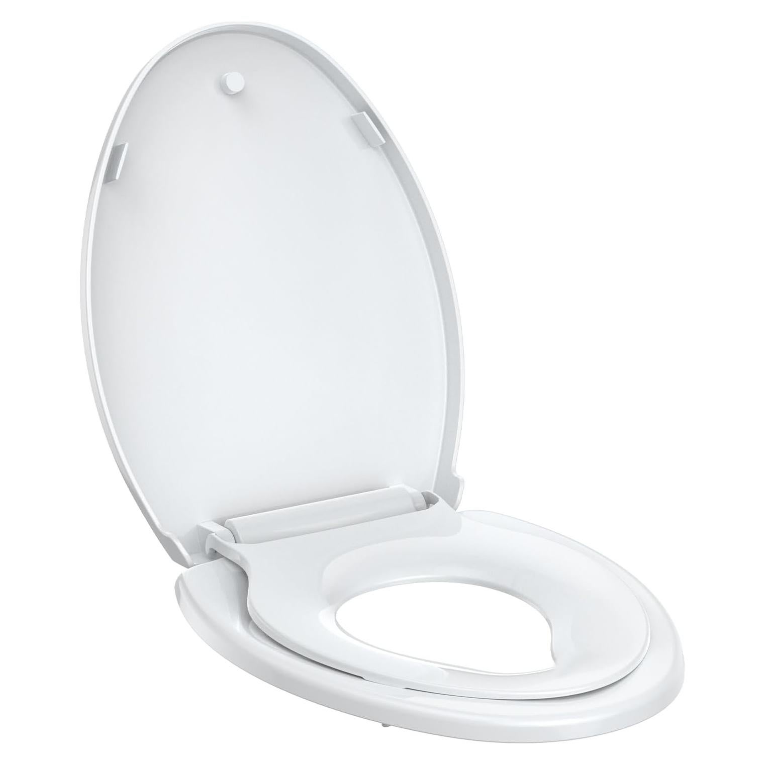 Asiento de Inodoro Alargado Homfan Blanco con Asiento para Niños