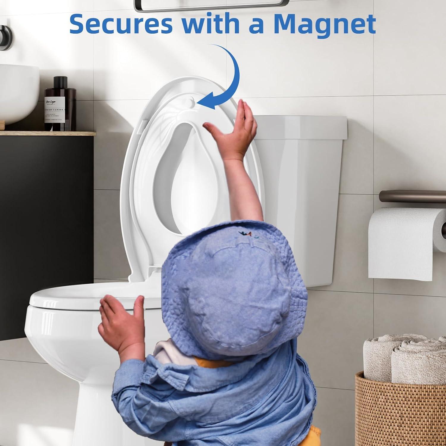 Asiento de Inodoro Alargado Homfan Blanco con Asiento para Niños