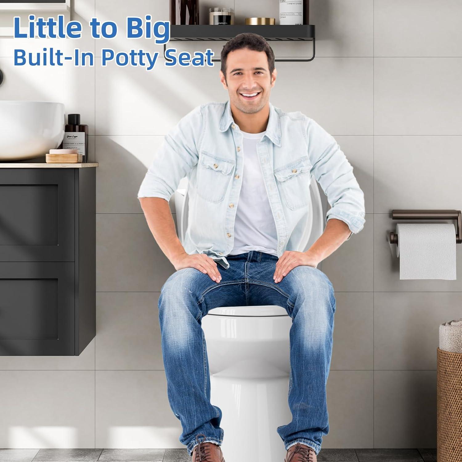 Asiento de Inodoro Alargado Homfan Blanco con Asiento para Niños