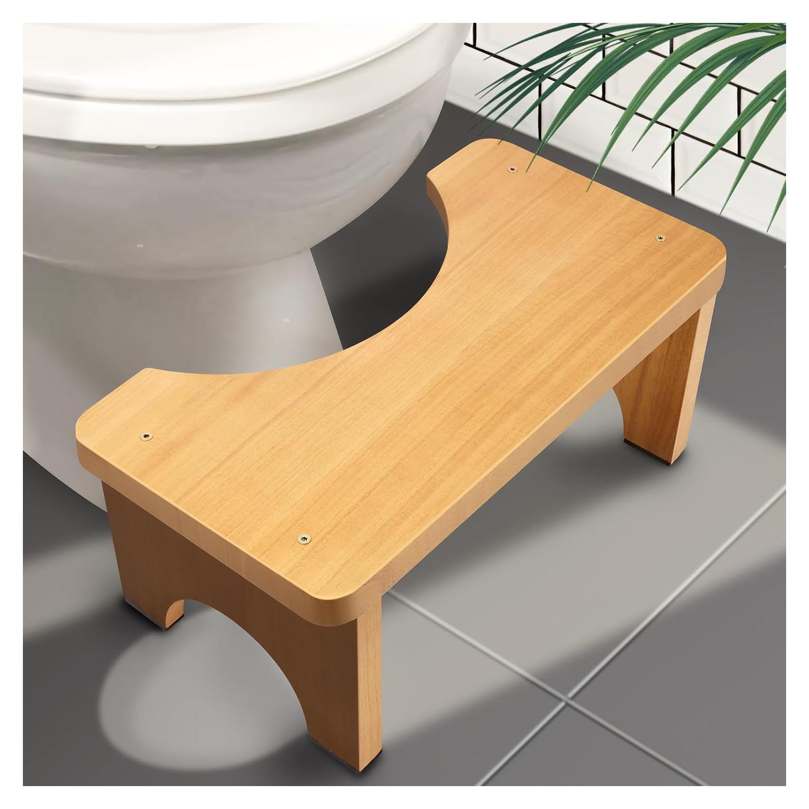 Taburete de Inodoro AZEN de Madera Natural 18 cm Amarillo