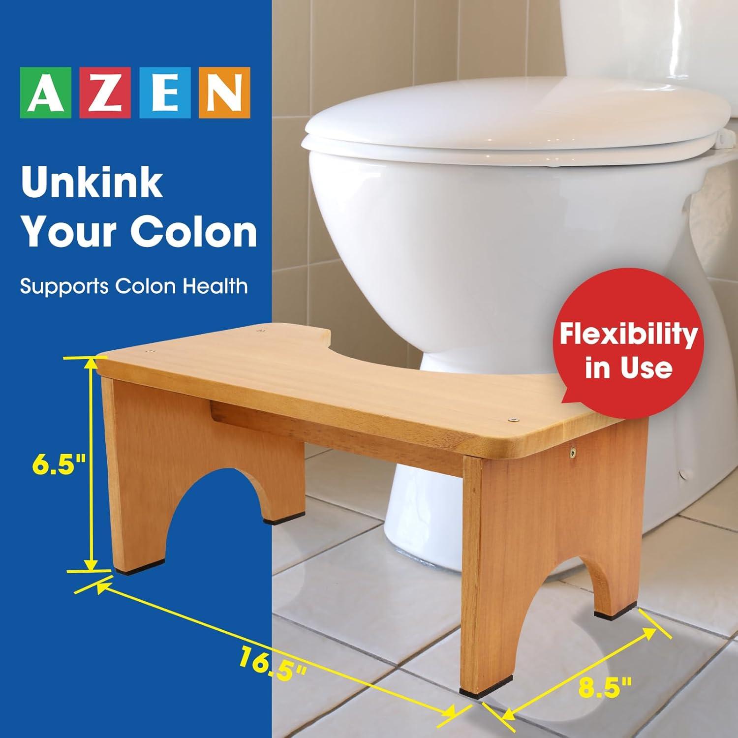 Taburete de Inodoro AZEN de Madera Natural 18 cm Amarillo