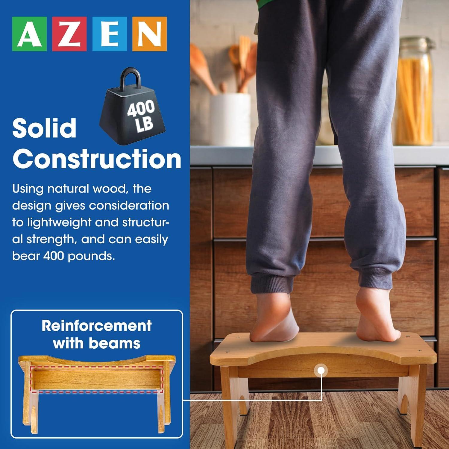 Taburete de Inodoro AZEN de Madera Natural 18 cm Amarillo