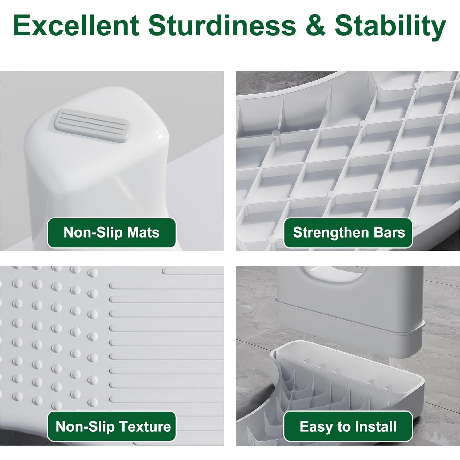 Taburete de Baño Kzeirm Antideslizante 17cm Gris