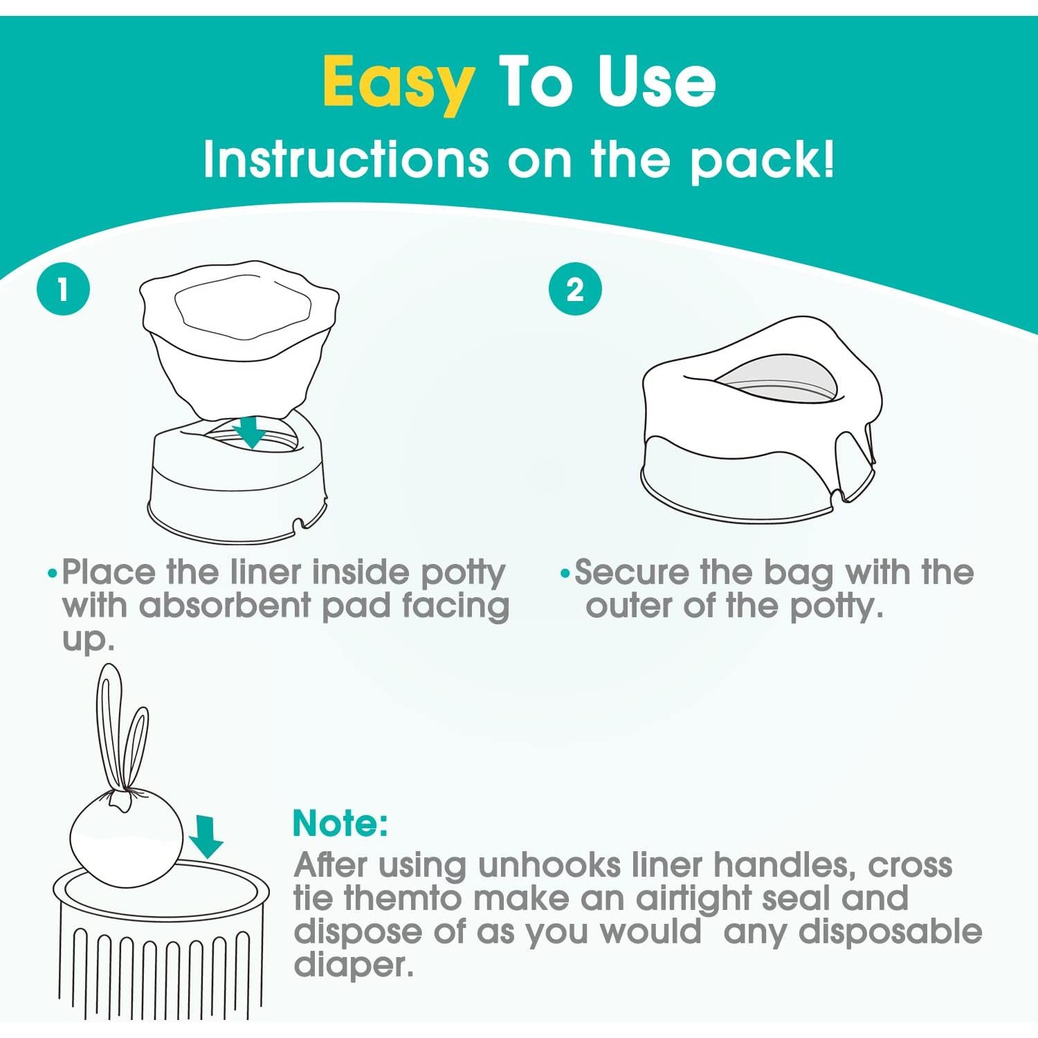 Forros Desechables para Orinales Pottywin 90 Unidades 43.9x30cm