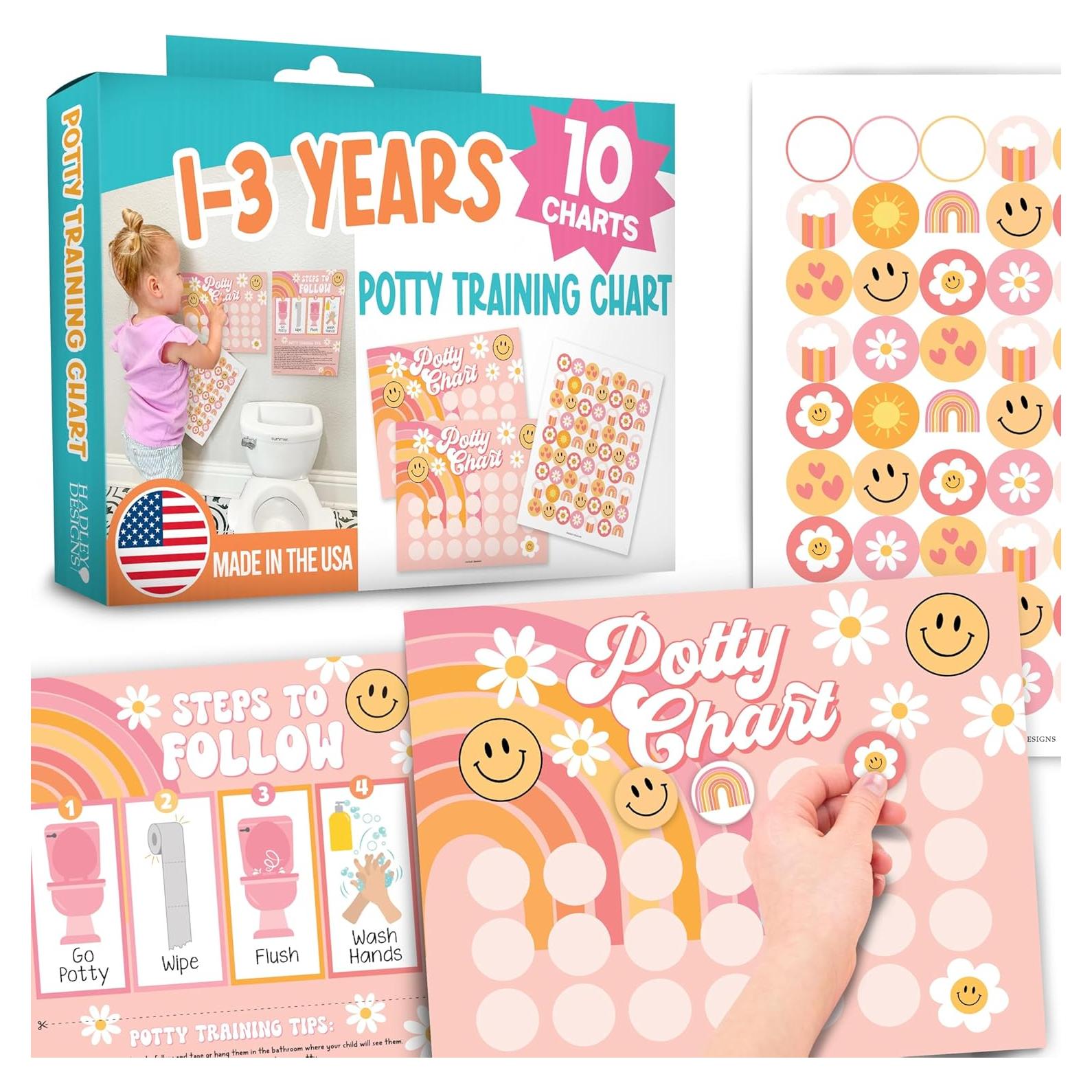 Gráfico de Entrenamiento para el Baño Hadley Designs - 10 Carteles y 4 Hojas de Pegatinas