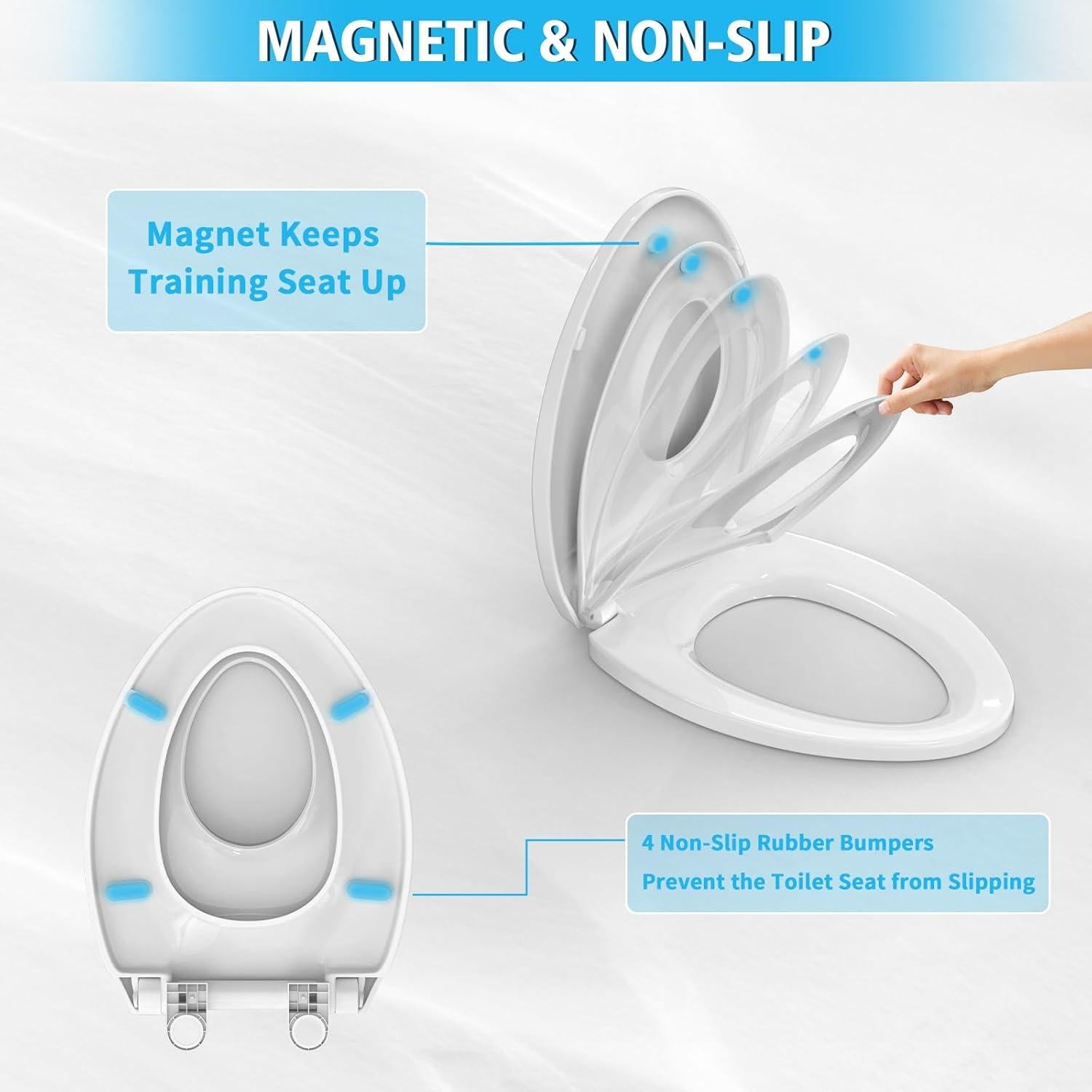 Asiento de Inodoro Alargado MUNNAR CR107 Blanco con Asiento Infantil