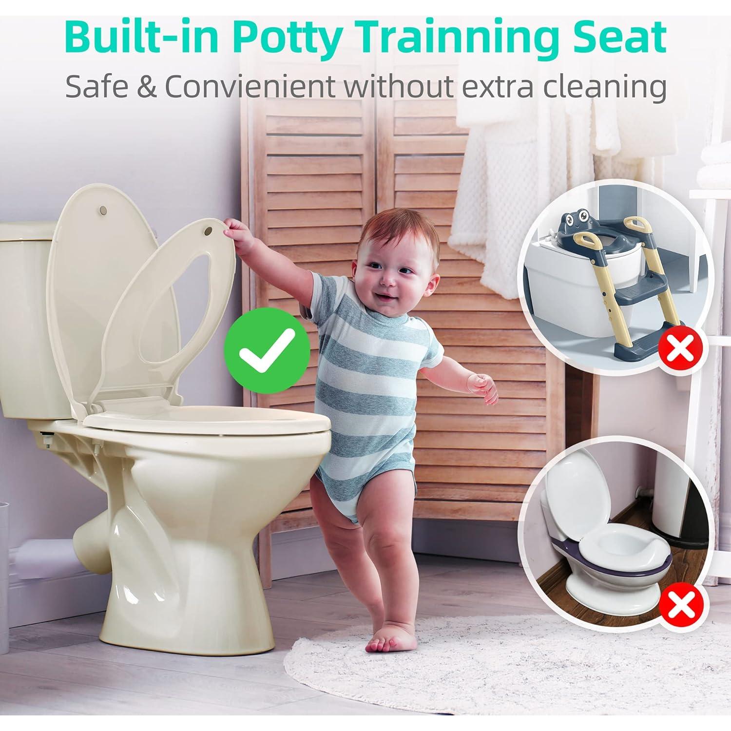 Asiento de Inodoro Alargado Uming 18.5" Ergonomico con Entrenador