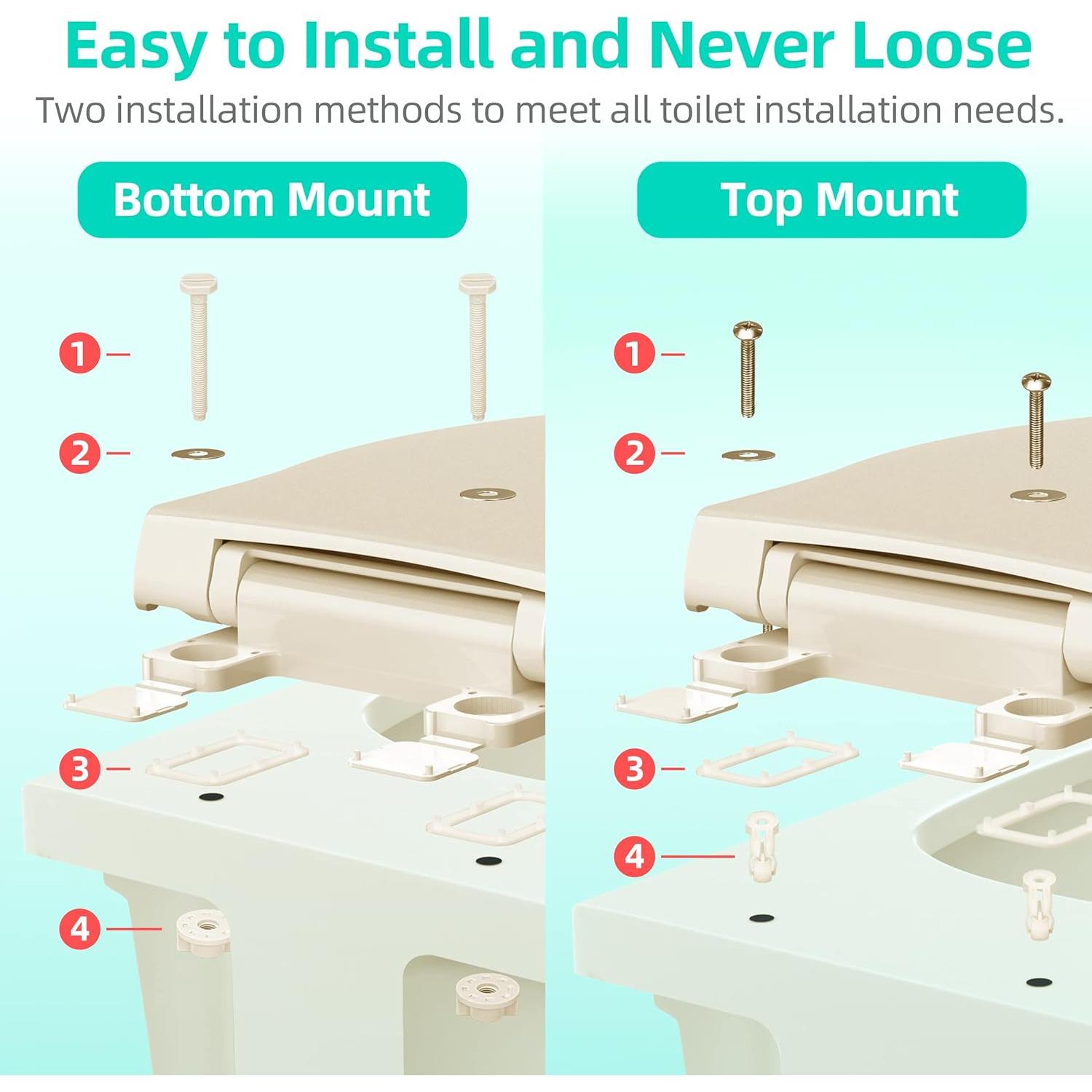 Asiento de Inodoro Alargado Uming 18.5" Ergonomico con Entrenador