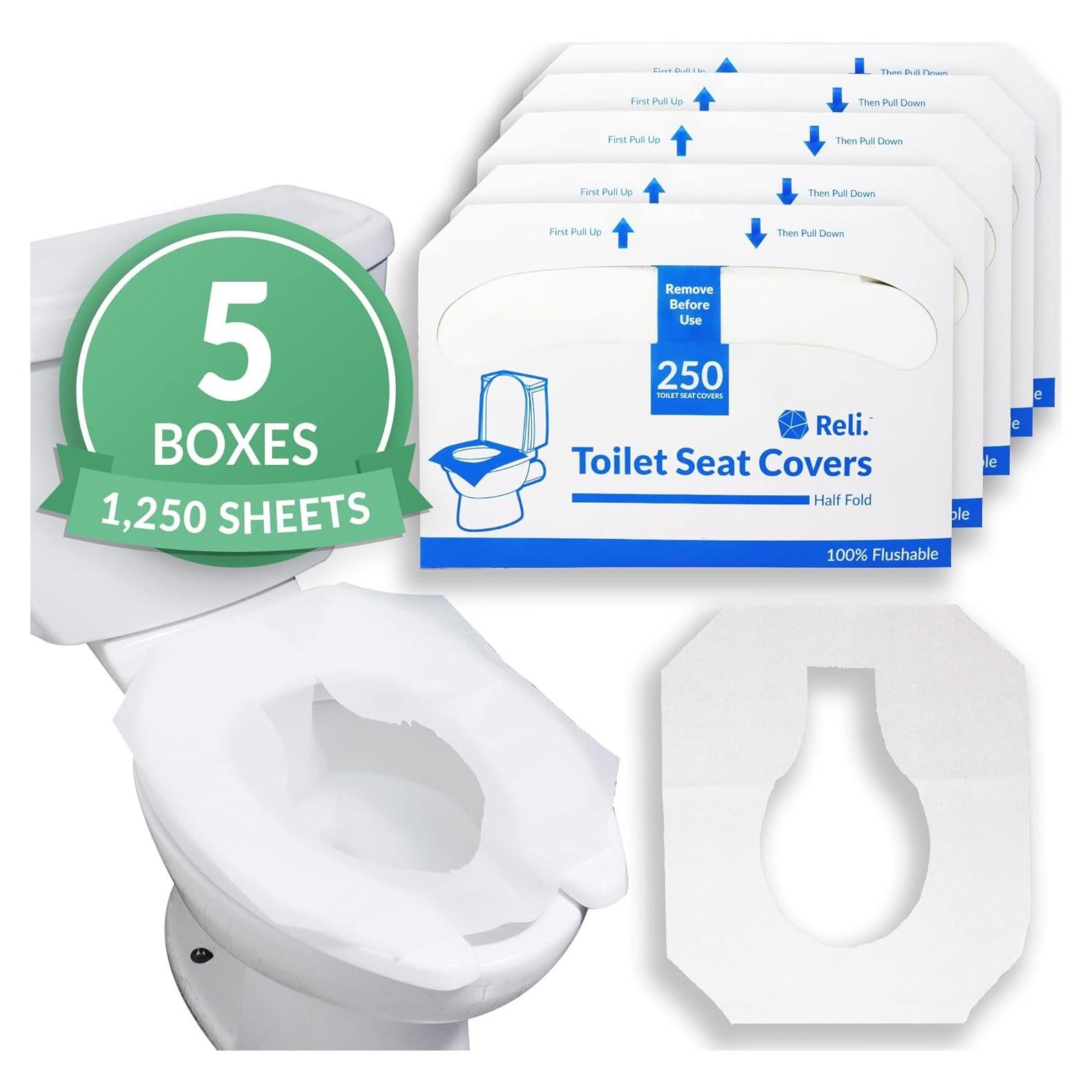 Cubiertas de Asiento de Inodoro Desechables Reli. 1250 Pcs