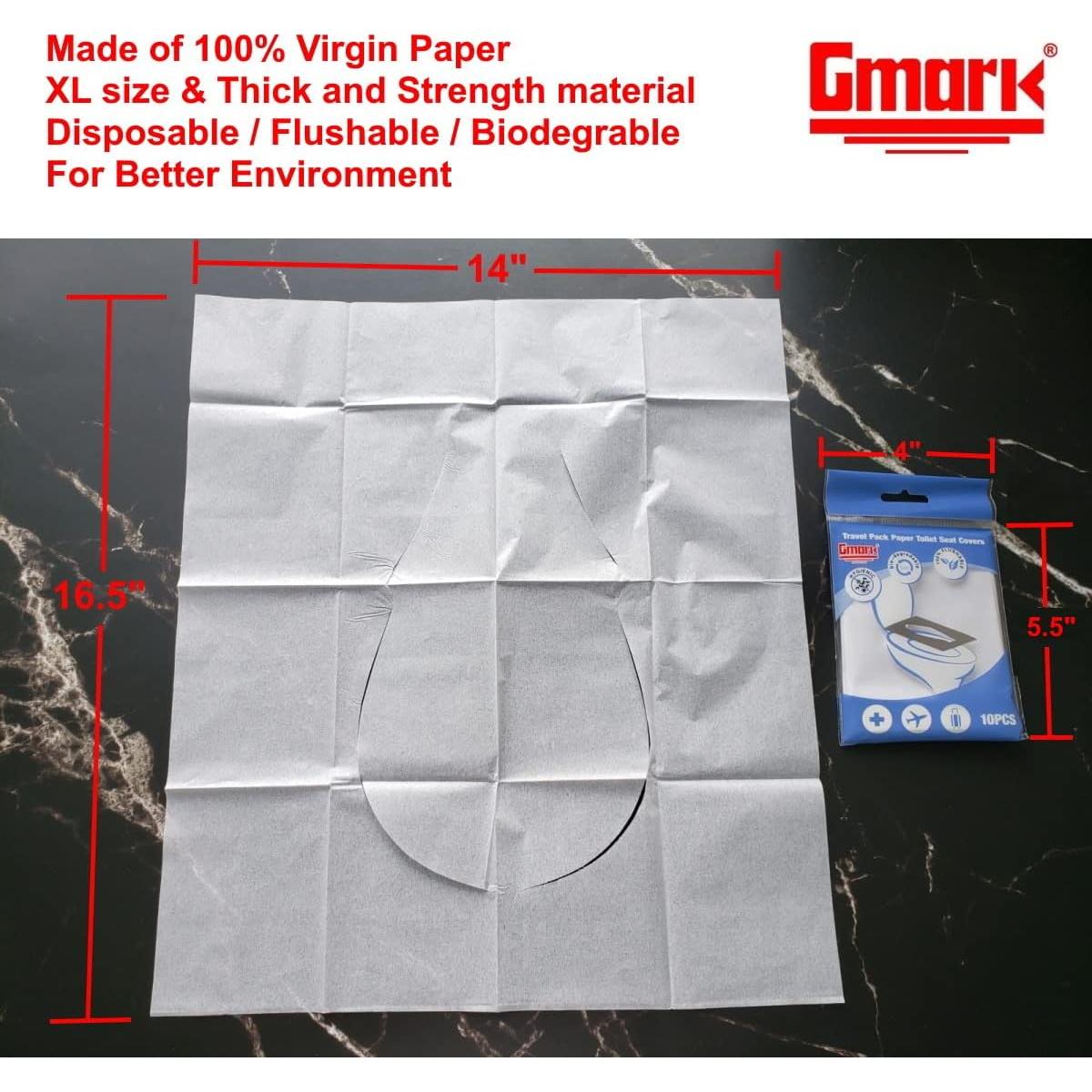Cubiertas de Asiento de Inodoro Gmark XL 100% Papel Virgen 100 PCS