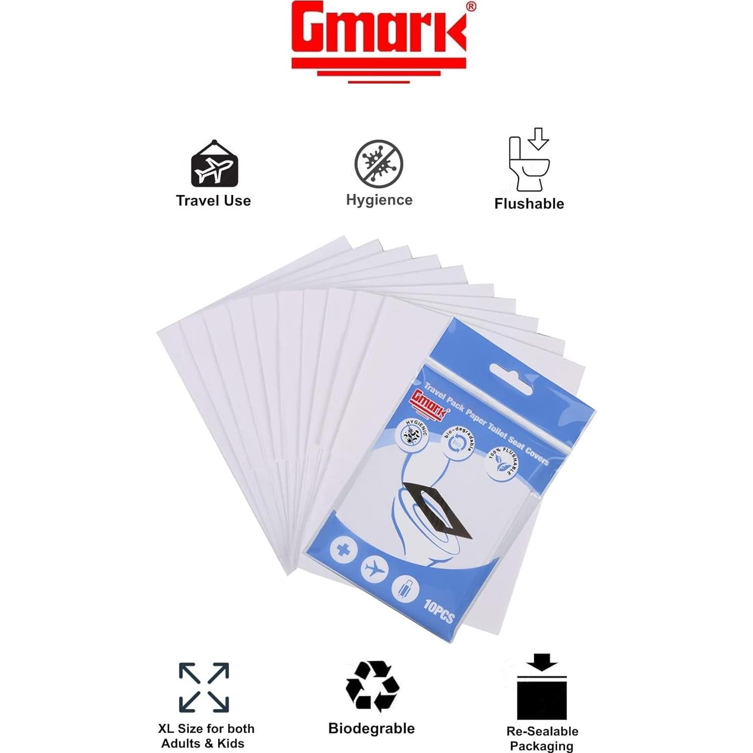 Cubiertas de Asiento de Inodoro Gmark XL 100% Papel Virgen 100 PCS