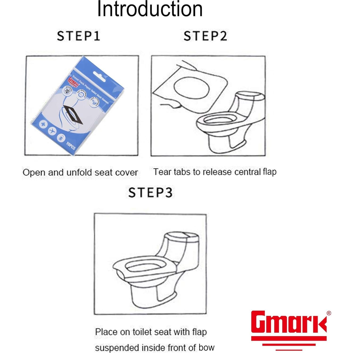 Cubiertas de Asiento de Inodoro Gmark XL 100% Papel Virgen 100 PCS