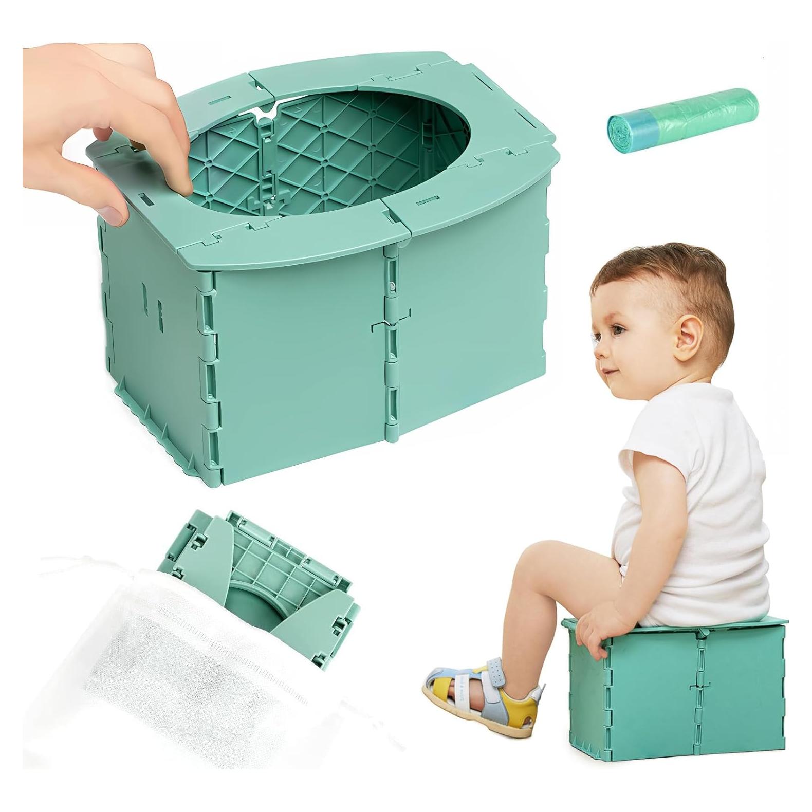 Asiento de Inodoro Portátil Plegable para Niños - Verde