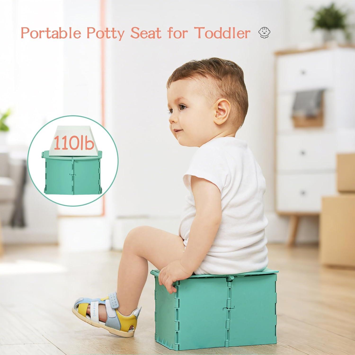 Asiento de Inodoro Portátil Plegable para Niños - Verde