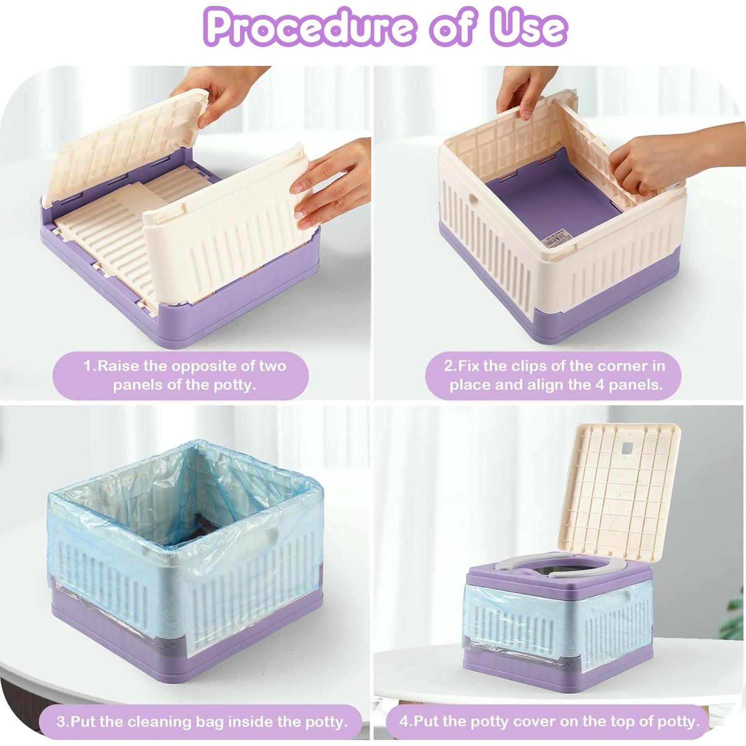 Asiento de Inodoro Portátil Plegable Wesketch para Niños - Púrpura