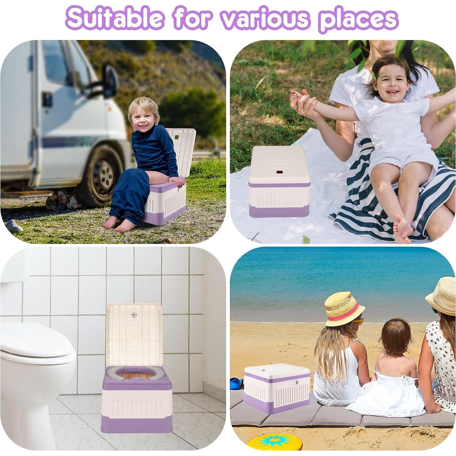Asiento de Inodoro Portátil Plegable Wesketch para Niños - Púrpura