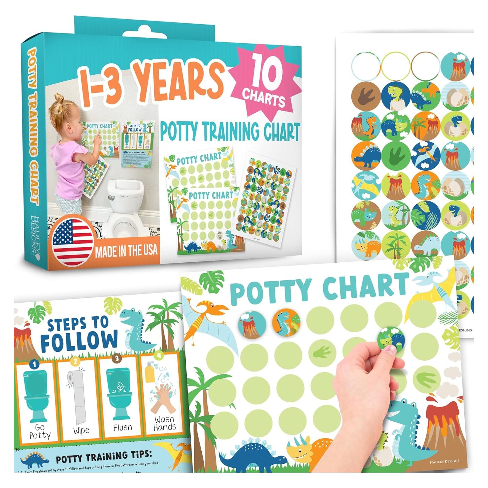 Gráfico de Entrenamiento para el Baño Hadley Designs Dinosaurio - 10 Gráficos 21.6x27.9 cm