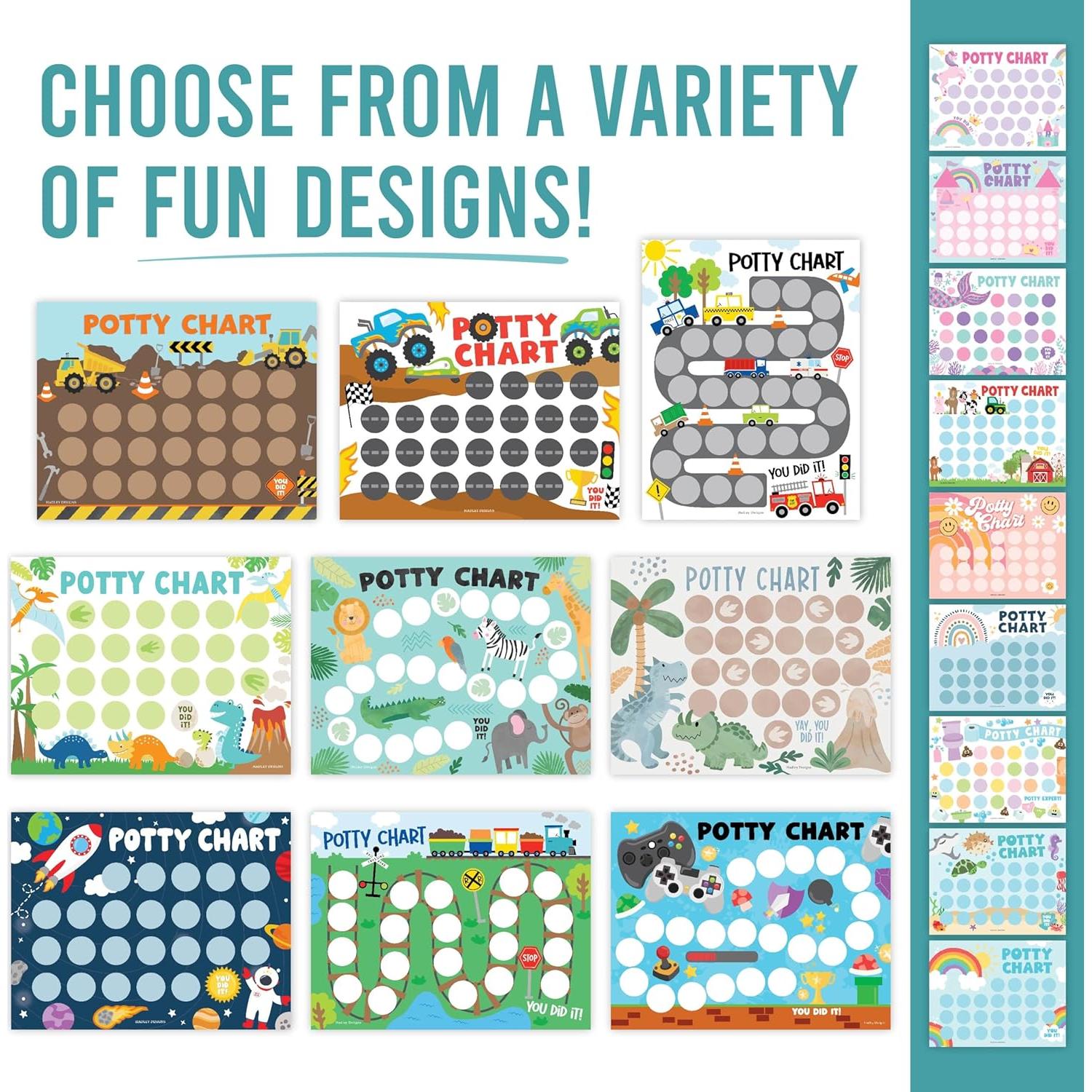 Gráfico de Entrenamiento para el Baño Hadley Designs Dinosaurio - 10 Gráficos 21.6x27.9 cm