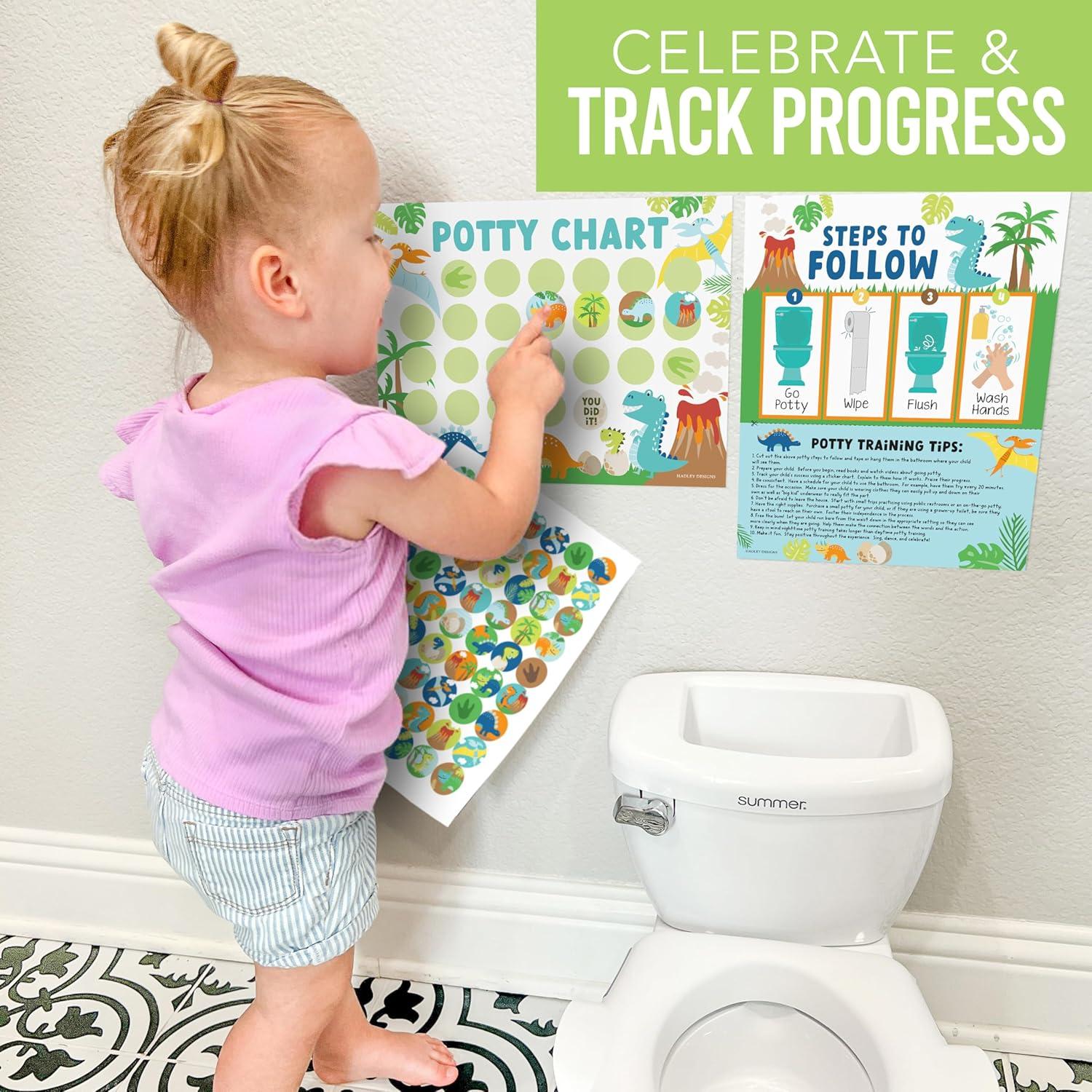 Gráfico de Entrenamiento para el Baño Hadley Designs Dinosaurio - 10 Gráficos 21.6x27.9 cm