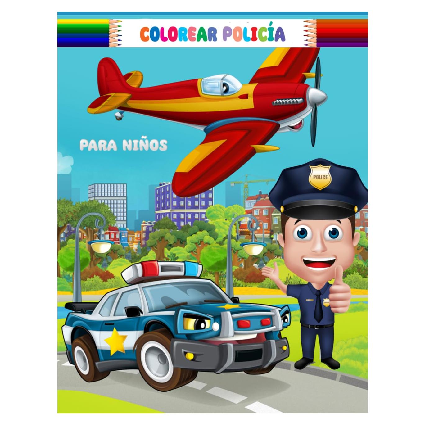 Libro para colorear de policía para niños: Oficiales de policía, rompecabezas, autos, perros todo en el libro para colorear infantil definitivo (Spanish Edition)