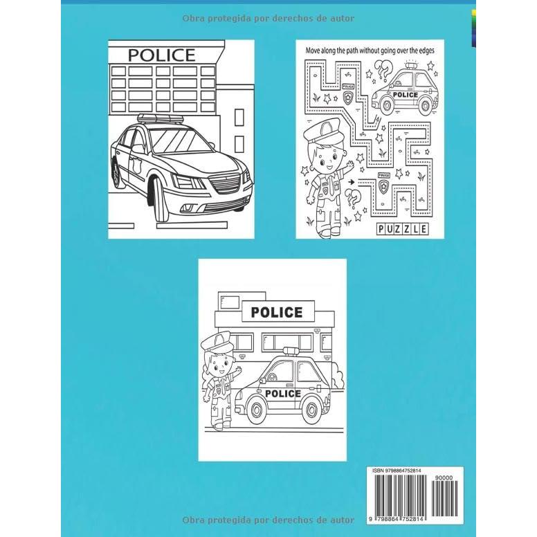 Libro para colorear de policía para niños: Oficiales de policía, rompecabezas, autos, perros todo en el libro para colorear infantil definitivo (Spanish Edition)