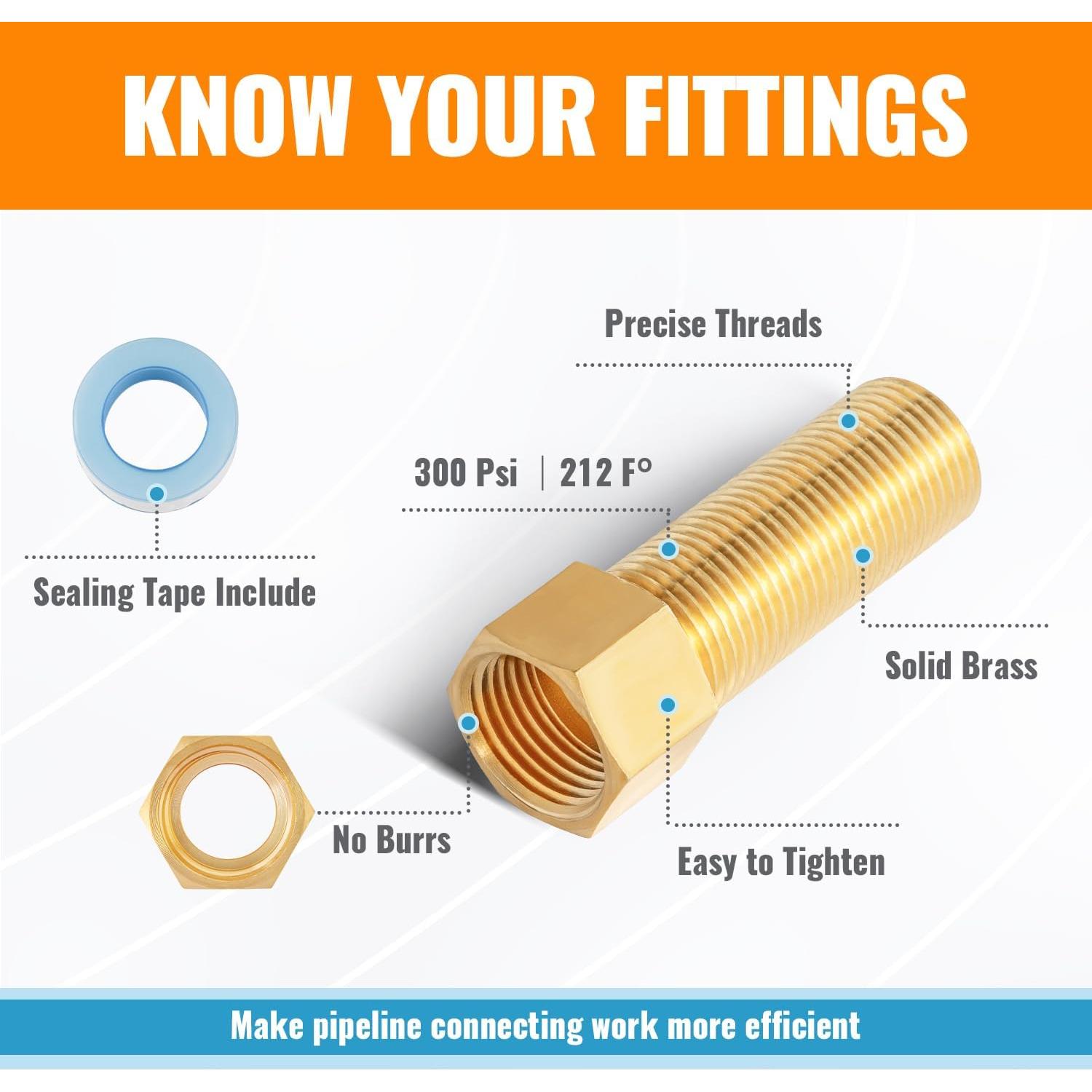 Adaptador de Extensión de Tubo de Latón SUNGATOR 1/2" - 30/40/50mm