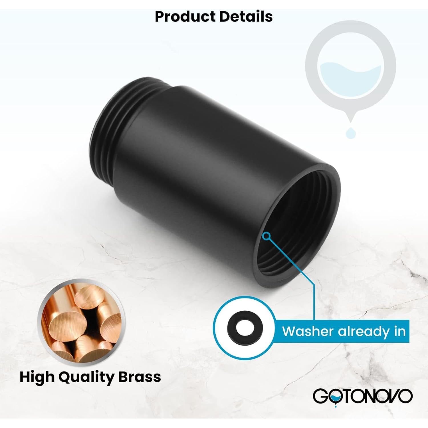 Tubo de Extensión 5 cm Gotonovo para Grifo de Baño Negro Mate