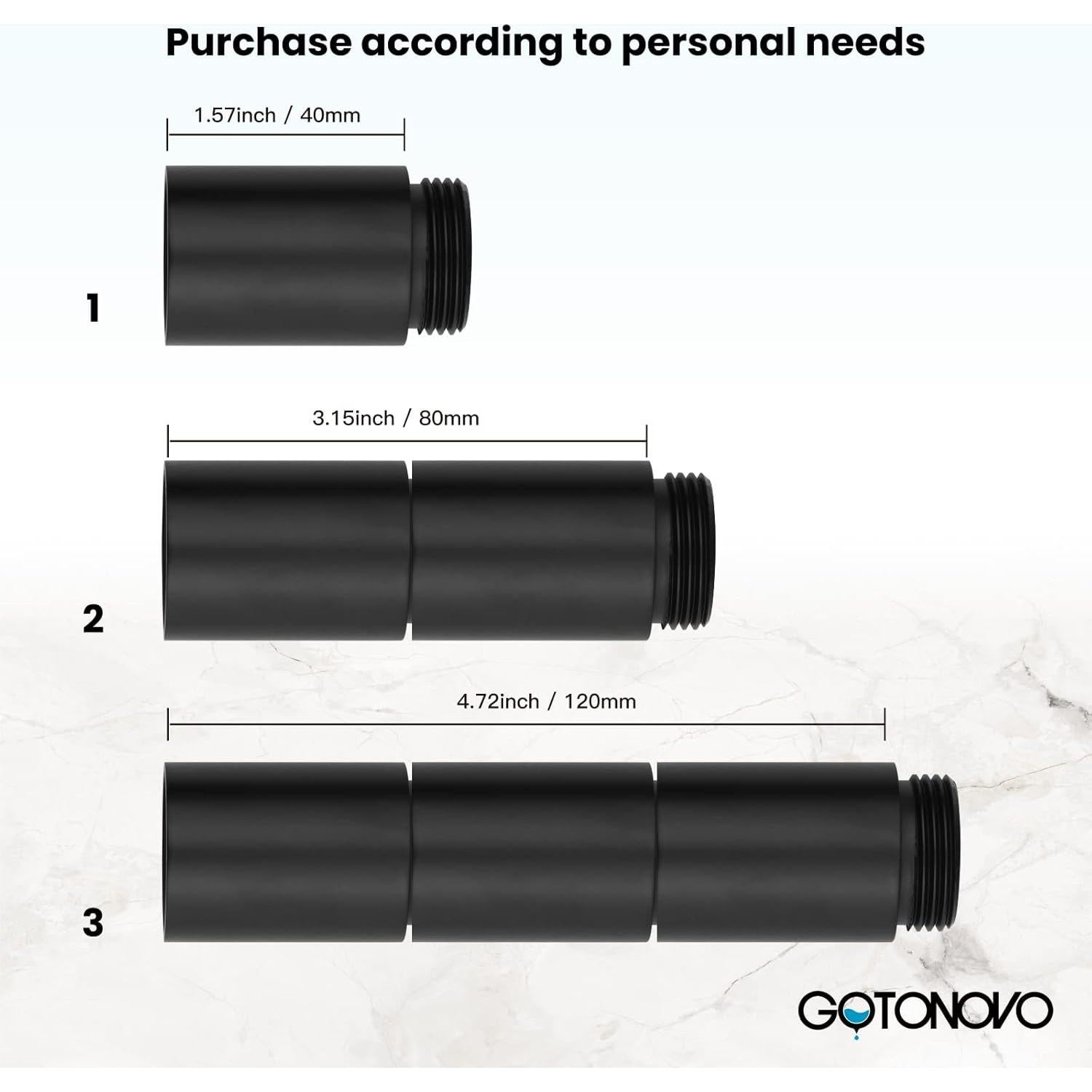 Tubo de Extensión 5 cm Gotonovo para Grifo de Baño Negro Mate