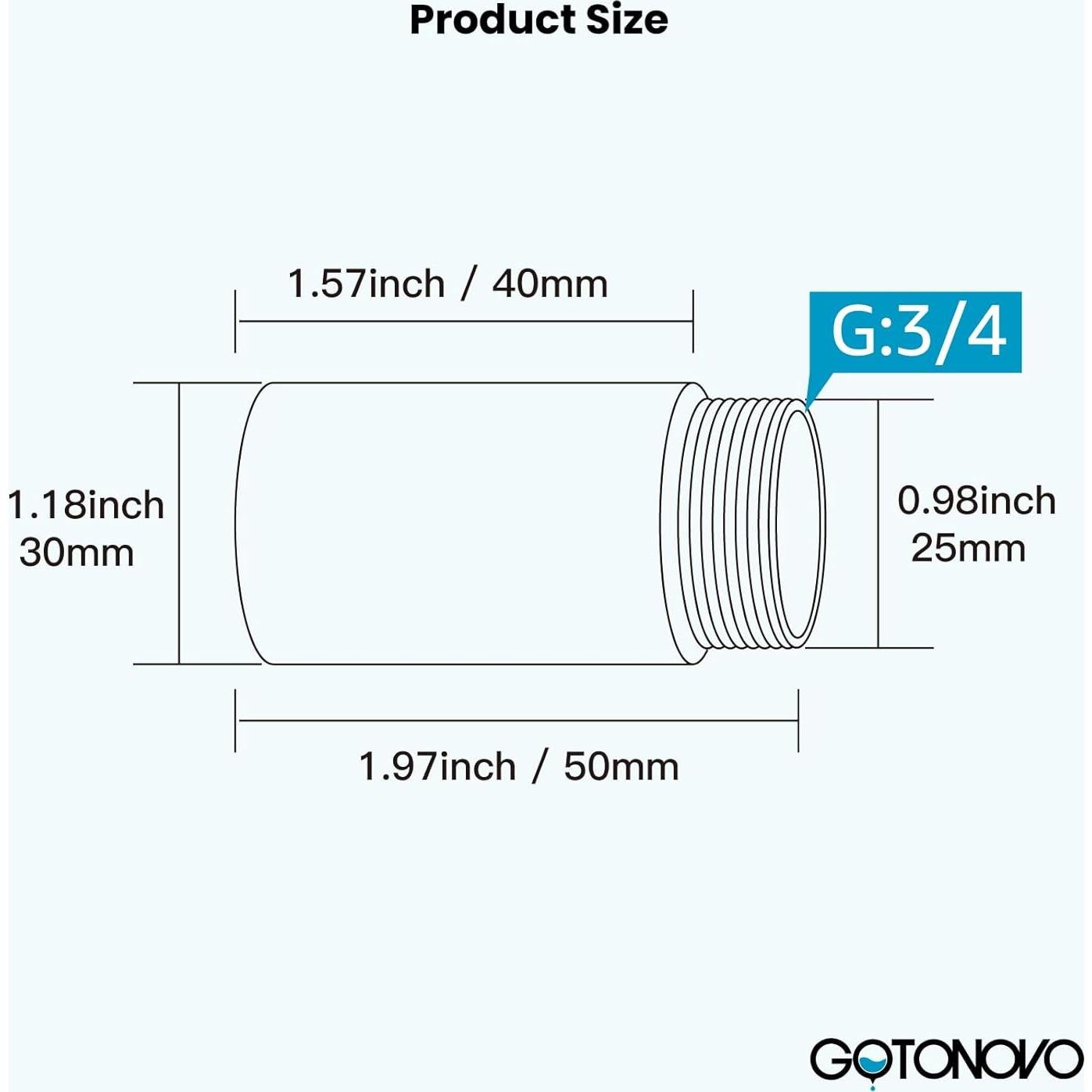 Tubo de Extensión 5 cm Gotonovo para Grifo de Baño Negro Mate