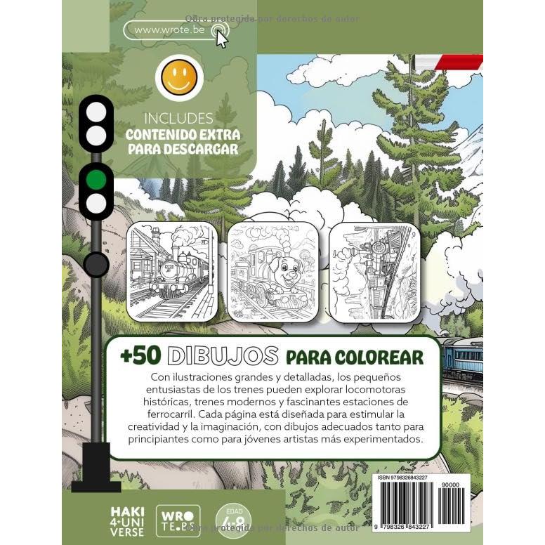 Trenes y Ferrocarriles - Libro para Colorear para Niños de 4 a 8 Años - Vehículos para Colorear con Trenes en Estaciones y Paisajes en Formato Grande (Regalo Ideal para Niños) (Spanish Edition)