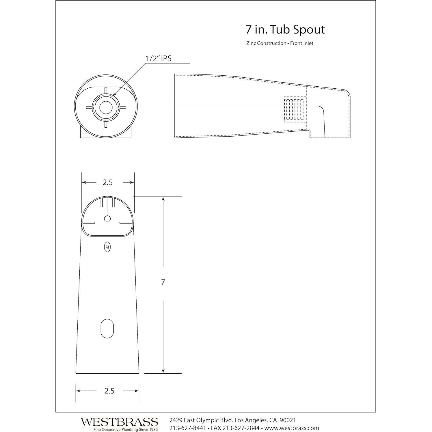 Grifo de Baño Montado en Pared Westbrass 18 cm Cromo Pulido