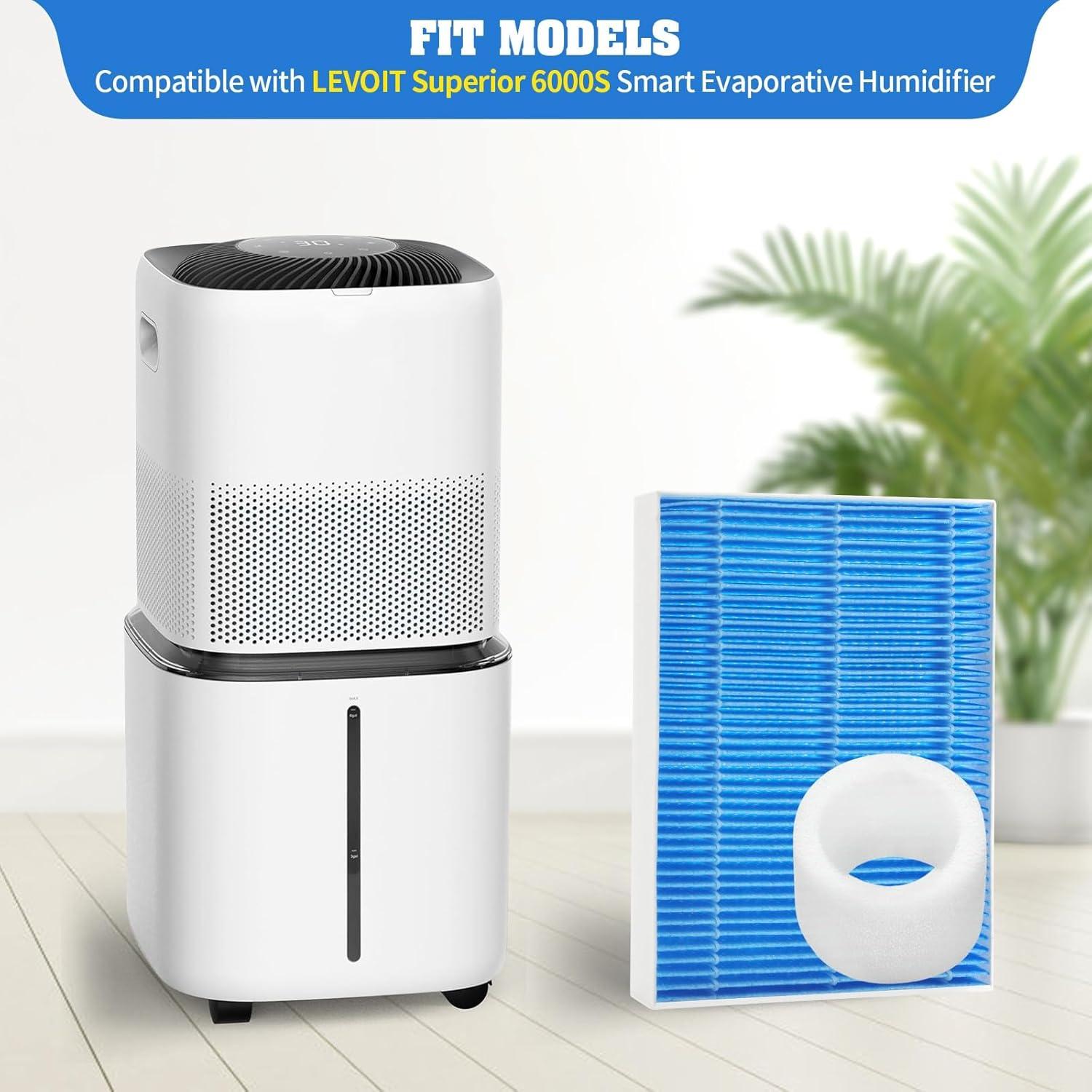 Paquete de 8 Filtros Reemplazo LEVOIT 6000S + 4 Filtros Esponja