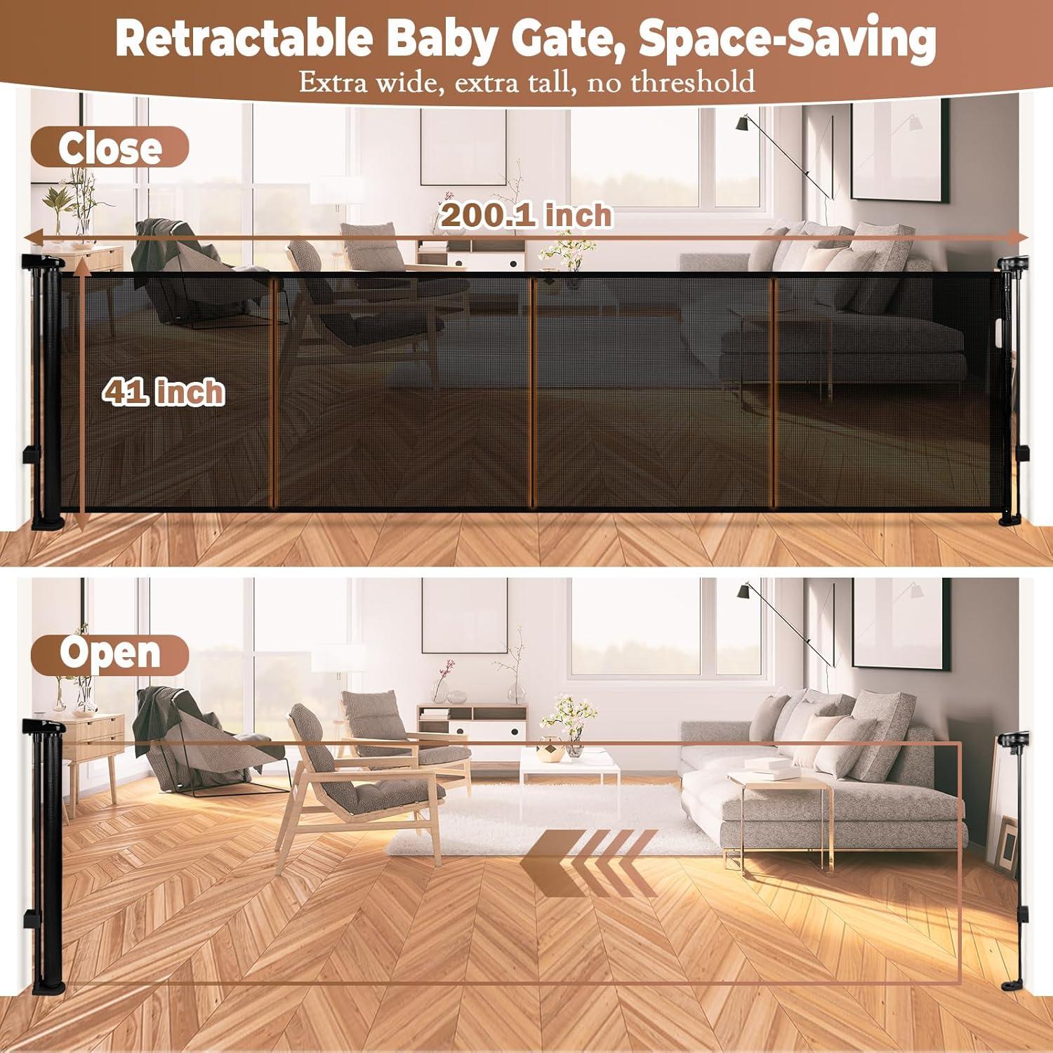 Puerta Retráctil para Bebés y Mascotas Dueelala 200.1 cm