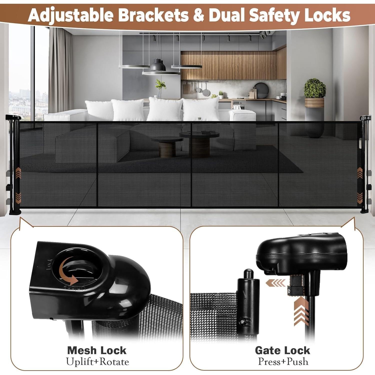 Puerta Retráctil para Bebés y Mascotas Dueelala 200.1 cm