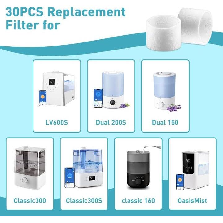 30 Filtros de Humidificador PINREK Compatibles con Levoit